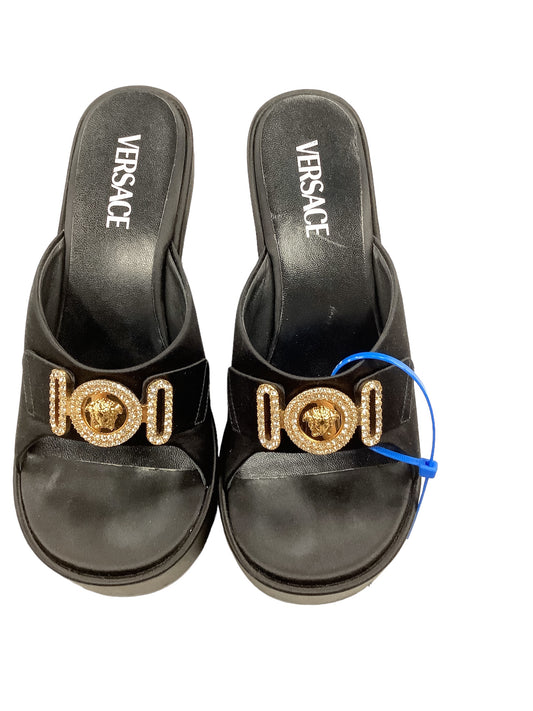 Black Sandals Luxury Designer Versace, Size 8
