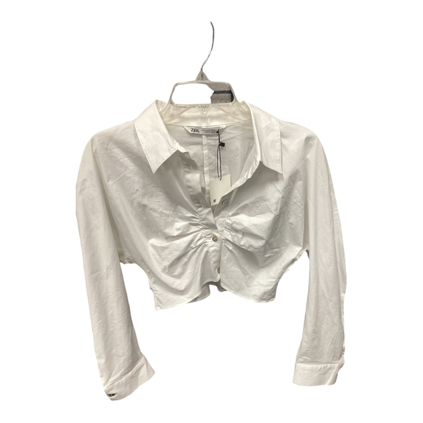 Top Long Sleeve By Moon River In White, Size: M