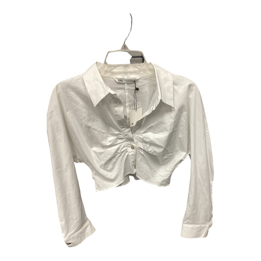 Top Long Sleeve By Moon River In White, Size: M