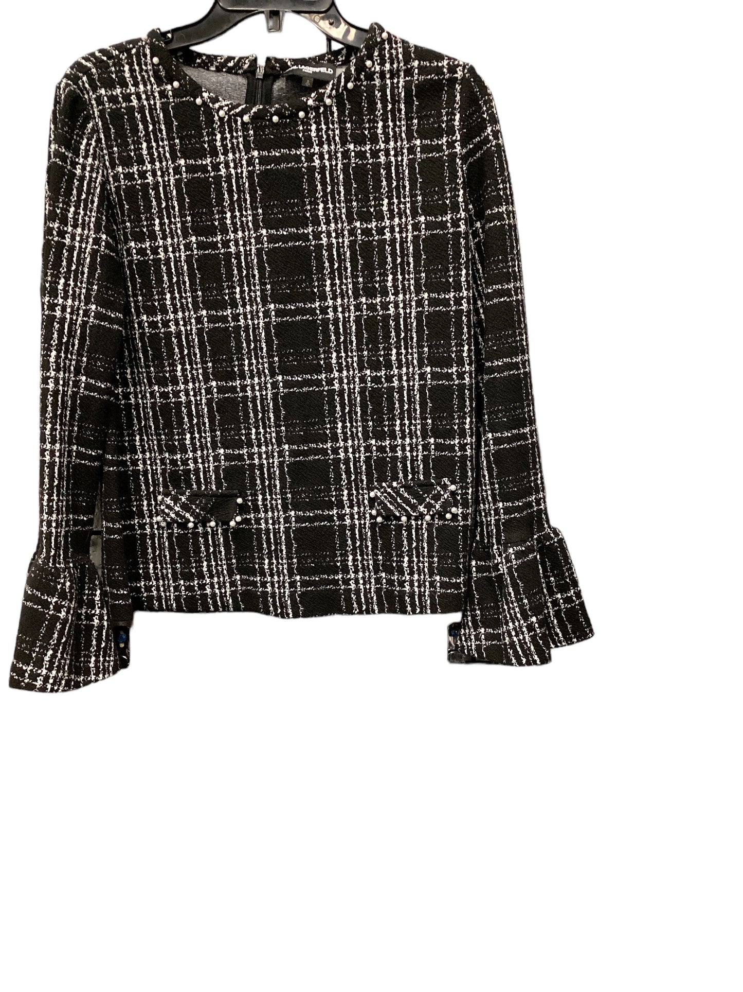 Top Long Sleeve Designer By Karl Lagerfeld In Plaid Pattern, Size: S