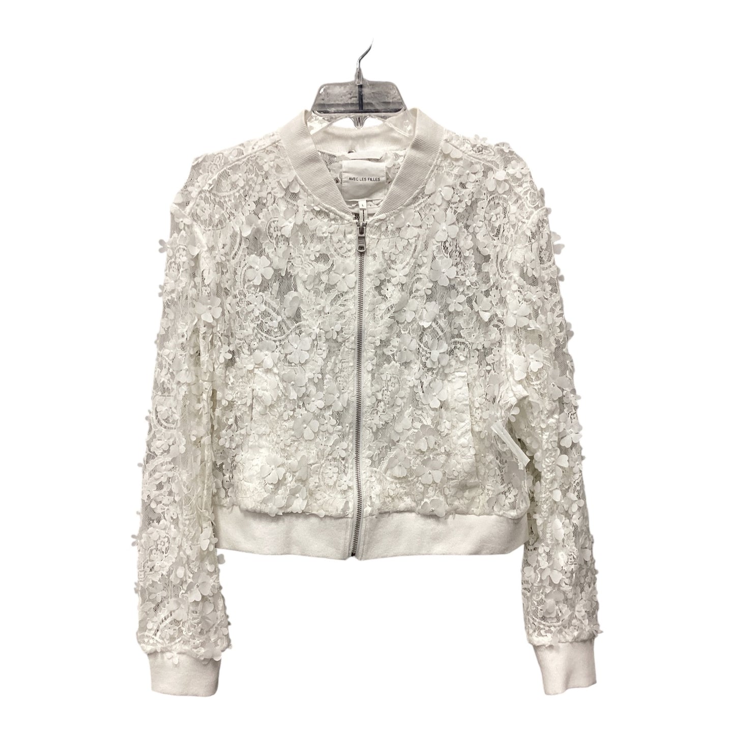 Jacket Designer By Avec Les Filles In Cream, Size: L