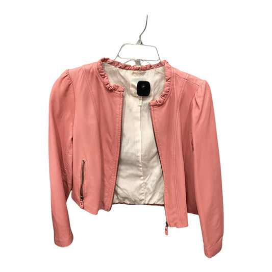 Jacket Leather By Rebecca Taylor In Pink, Size: 12