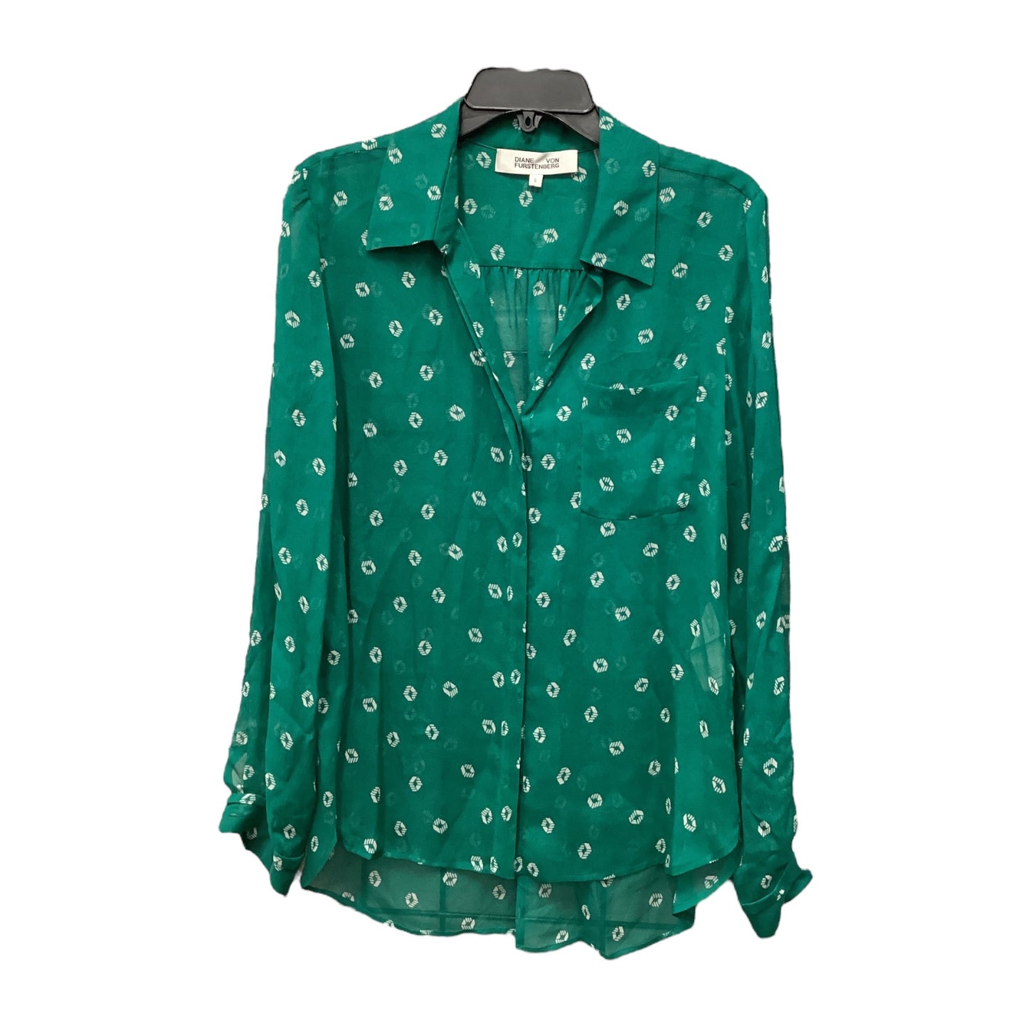 Top Long Sleeve Designer By Diane Von Furstenberg In Green, Size: 6