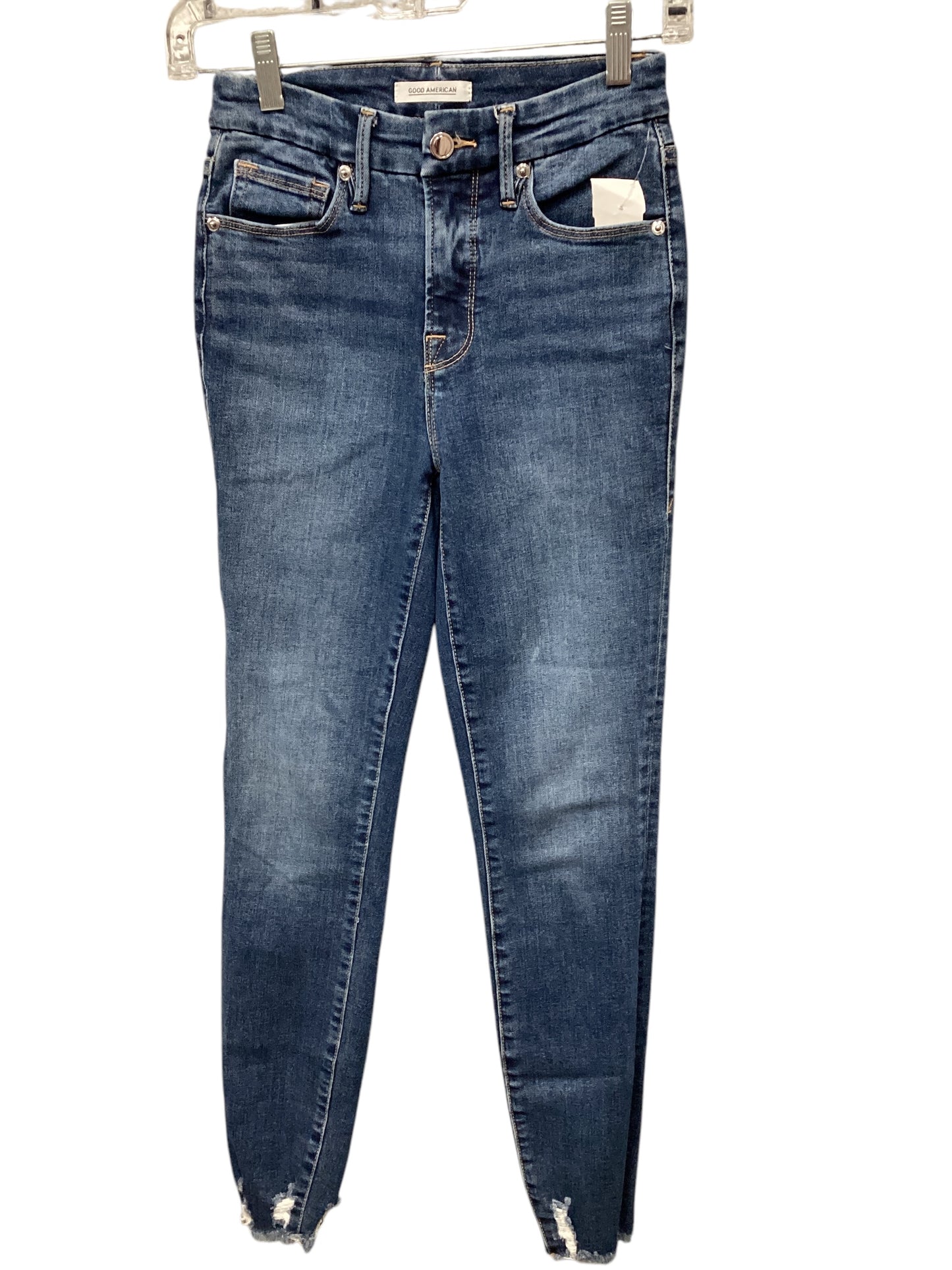 Jeans Skinny By Good American In Blue Denim, Size: 0