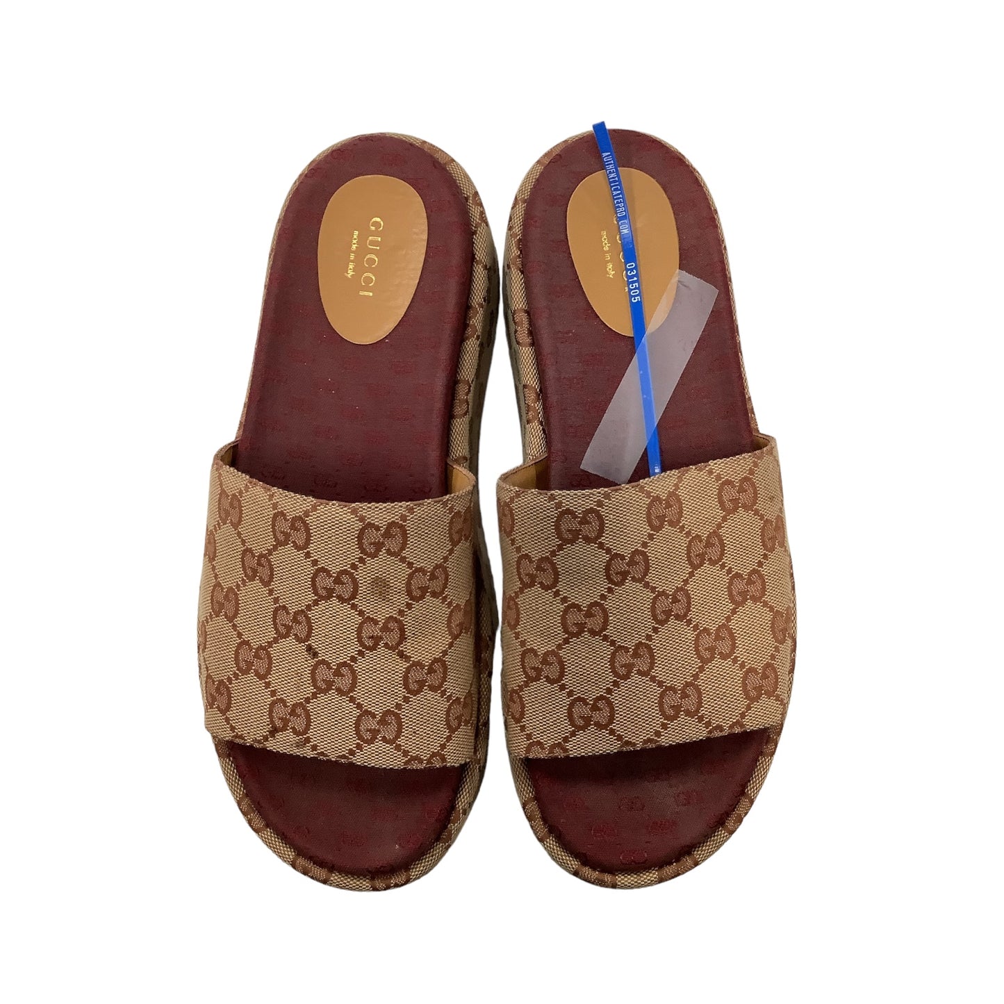 Brown Sandals Luxury Designer Gucci, Size 10