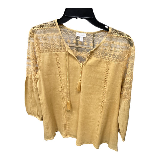 Top 3/4 Sleeve By Garnet Hill In Yellow, Size: 6