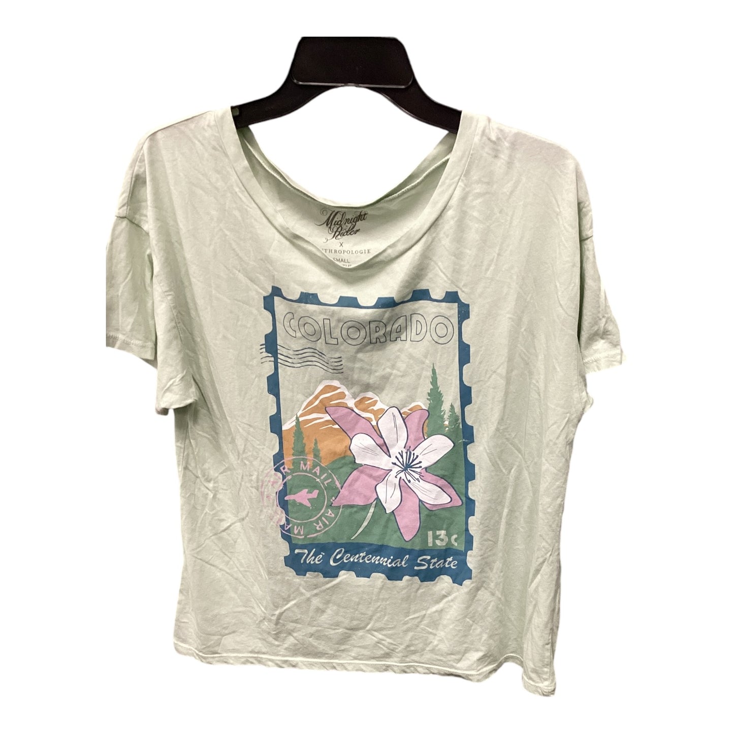 Top Short Sleeve By Anthropologie In Green, Size: S