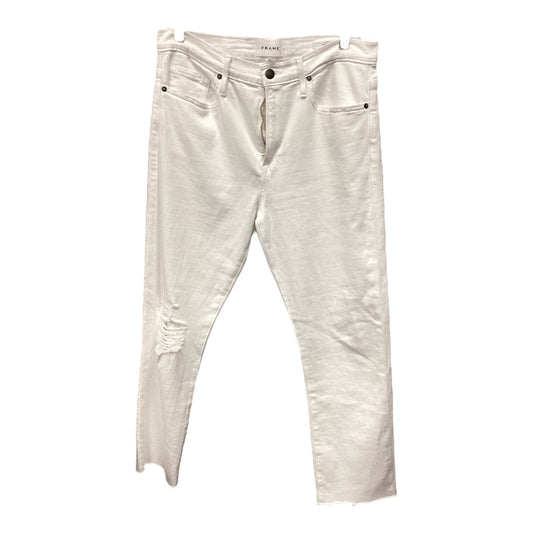 Jeans Boyfriend By Frame In White Denim, Size: 4