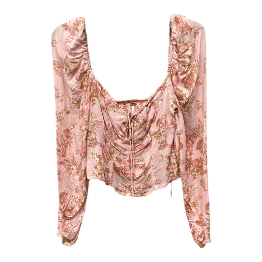 Top Long Sleeve By Free People In Pink, Size: S