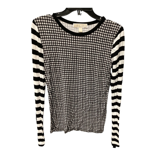 Top Long Sleeve By Michael By Michael Kors In Black & White, Size: S