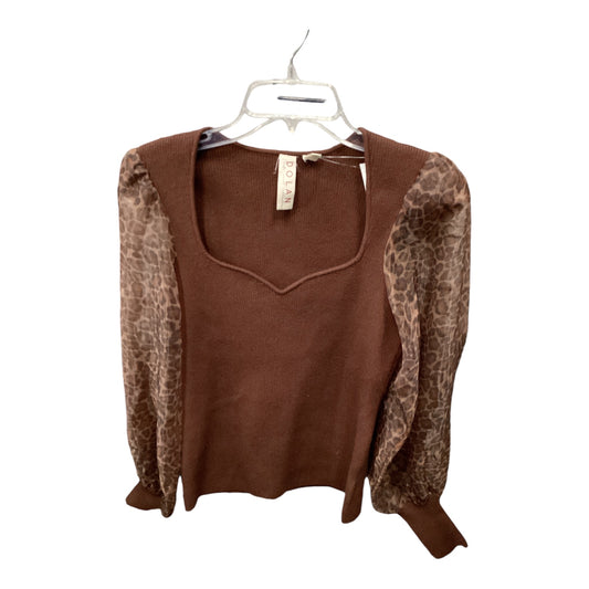 Top Long Sleeve By Dolan Left Coast In Brown, Size: S