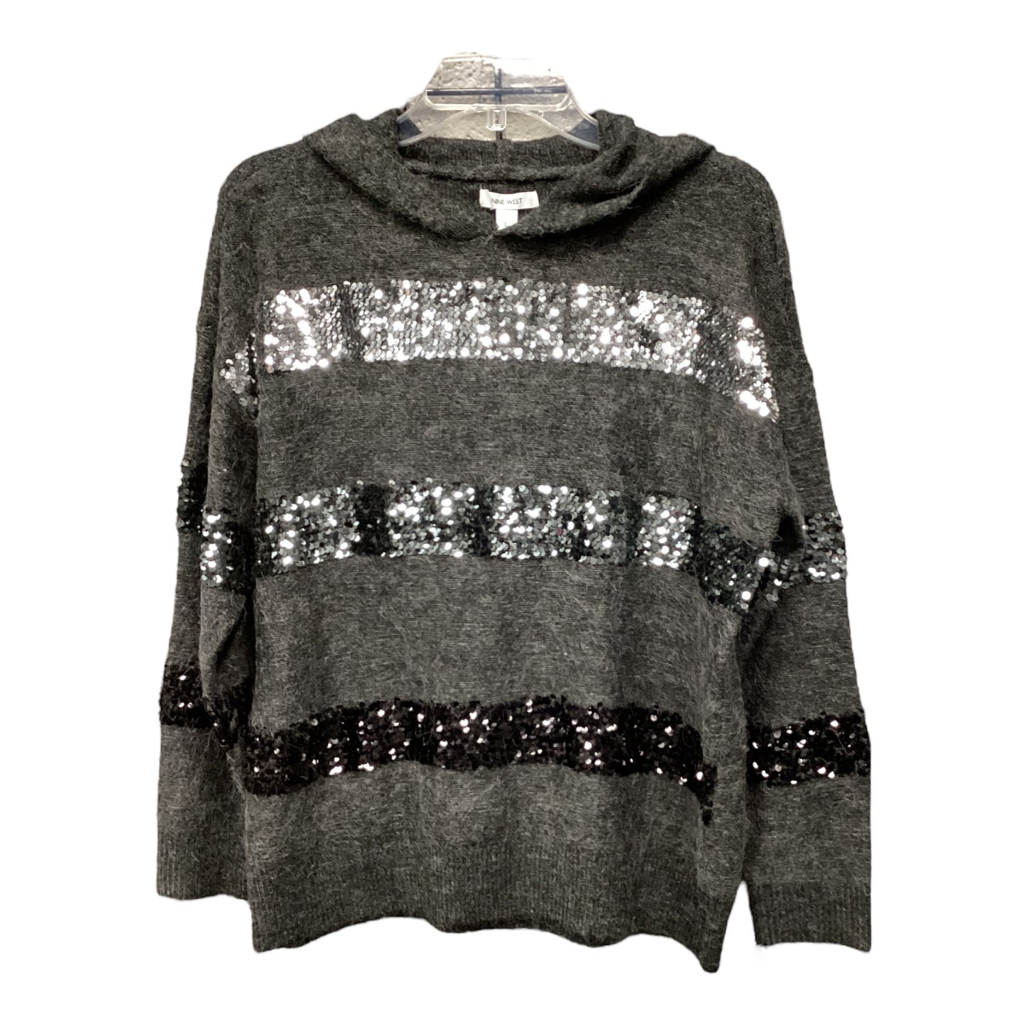 Sweater By Nine West In Grey & Silver, Size: L